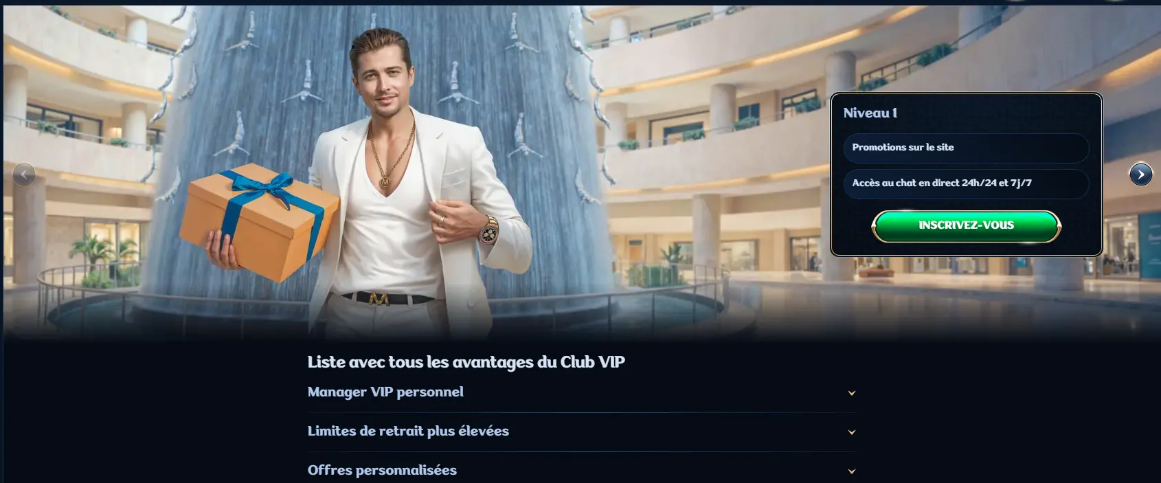 Club VIP Millioner — cashback par niveau et service personnalisé
